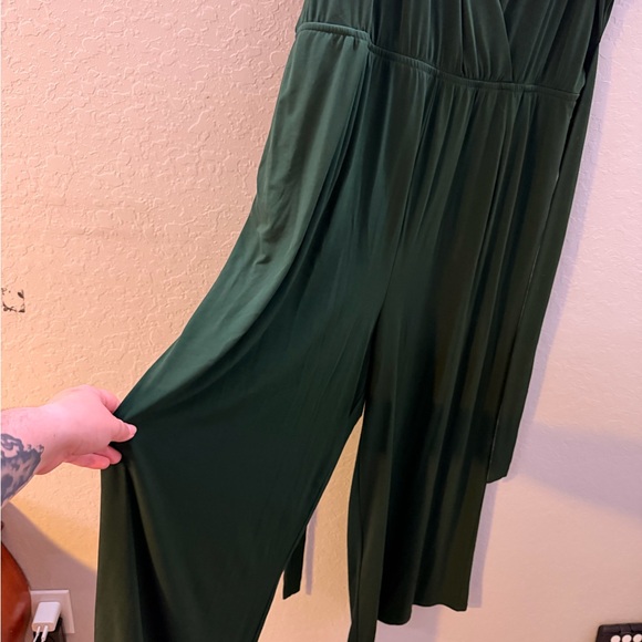 Lane Bryant Dark Green Wrap-Style Jumpsuit - Picture 3 of 6